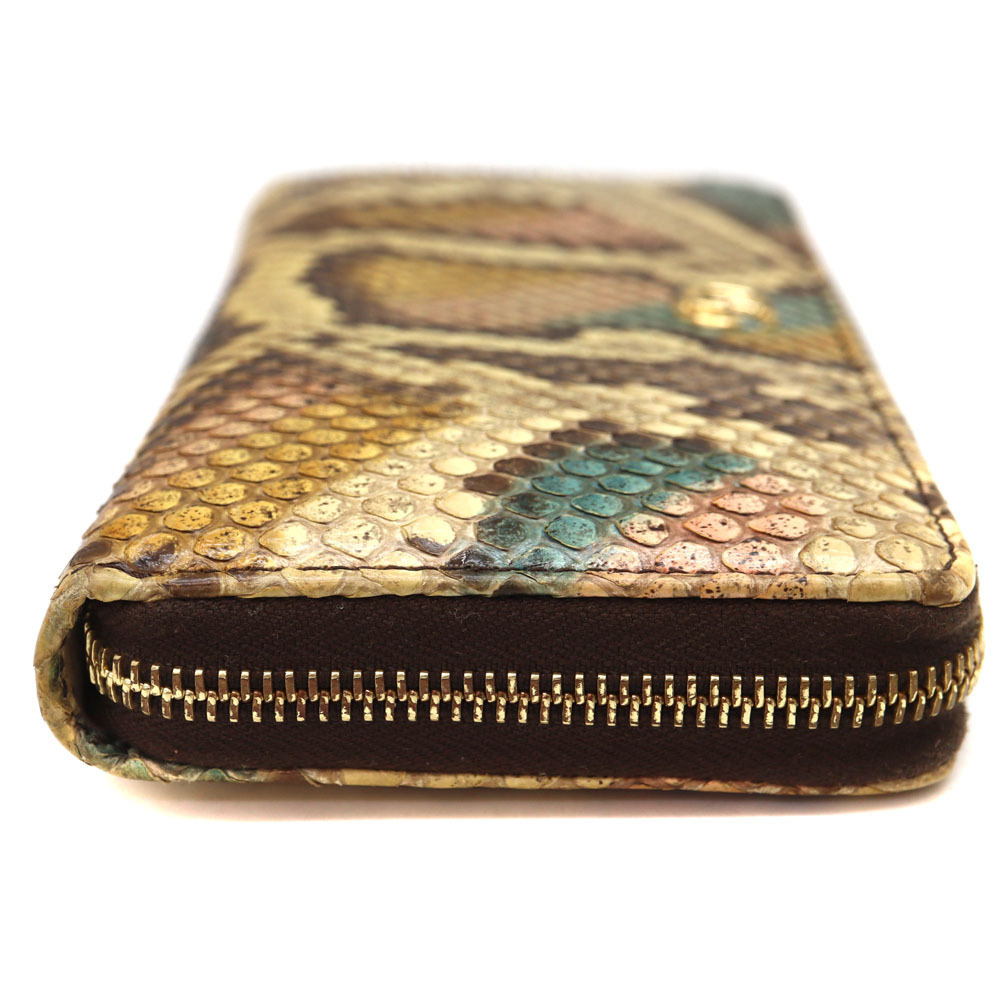 Gucci Python Zip Around Long Wallet Beige Brown - image 4